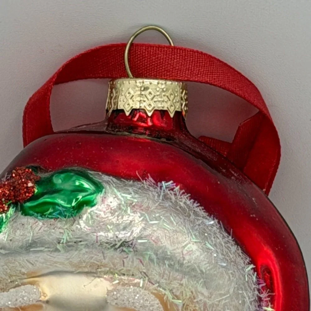 Vintage Glass Santa Claus Head Ornament Blown Glass Christmas 4.5